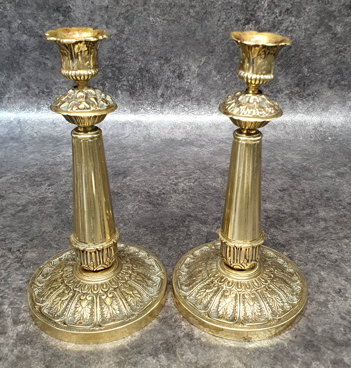 Pair Of Bronze Candlesticks-photo-2