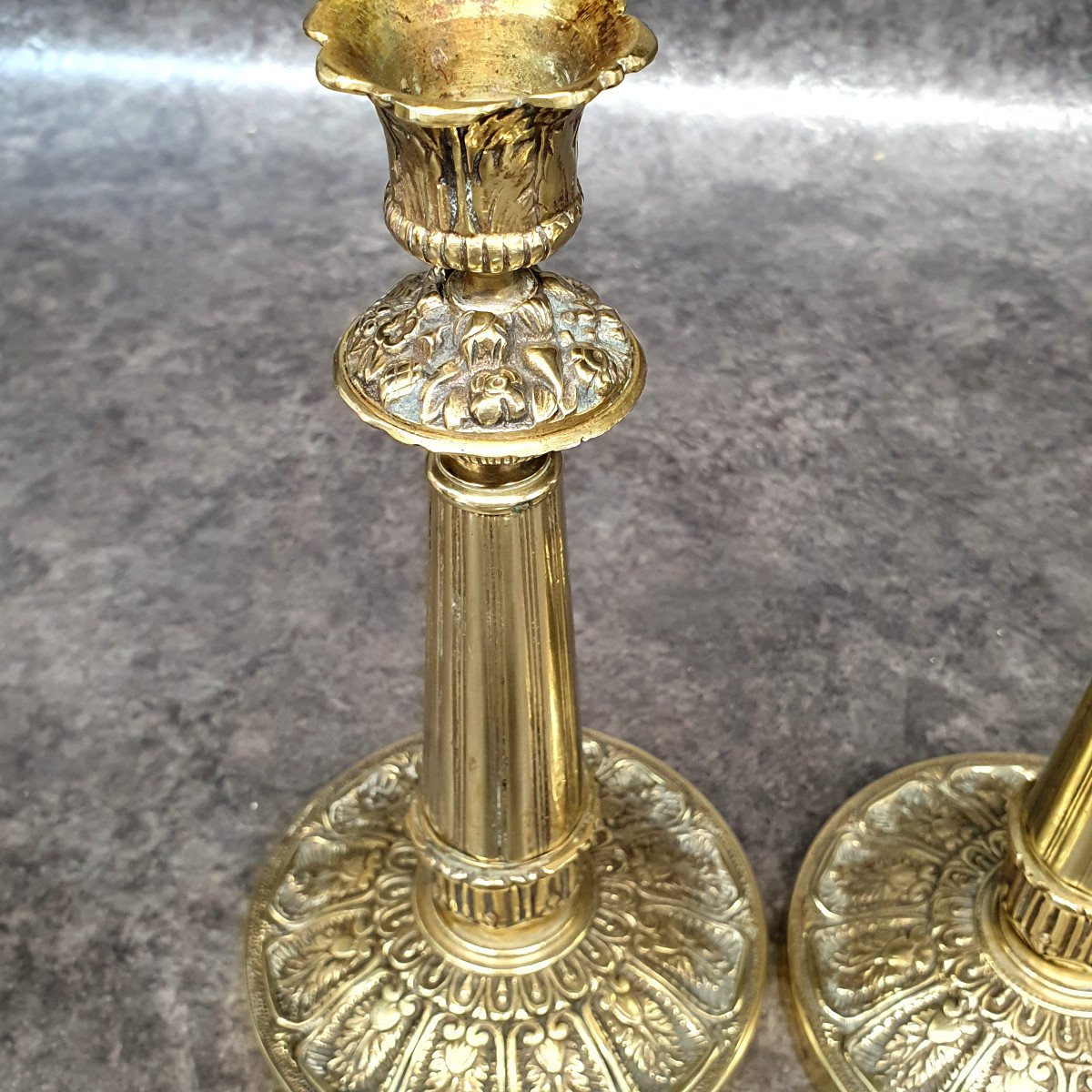 Pair Of Bronze Candlesticks-photo-3