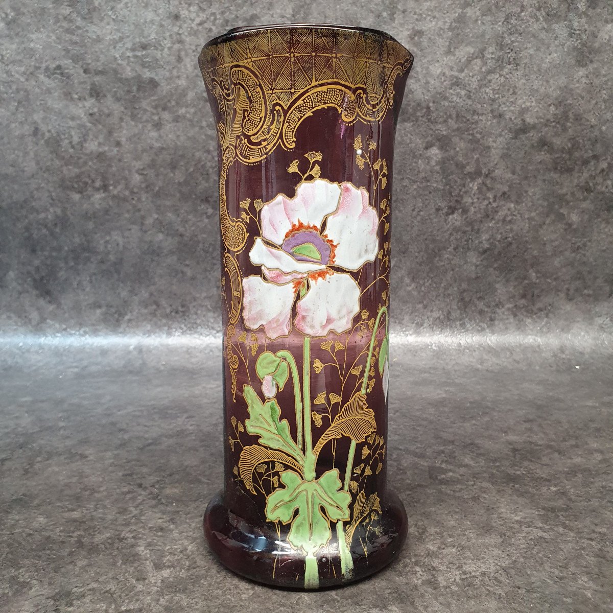 Legras Enameled Glass Vase