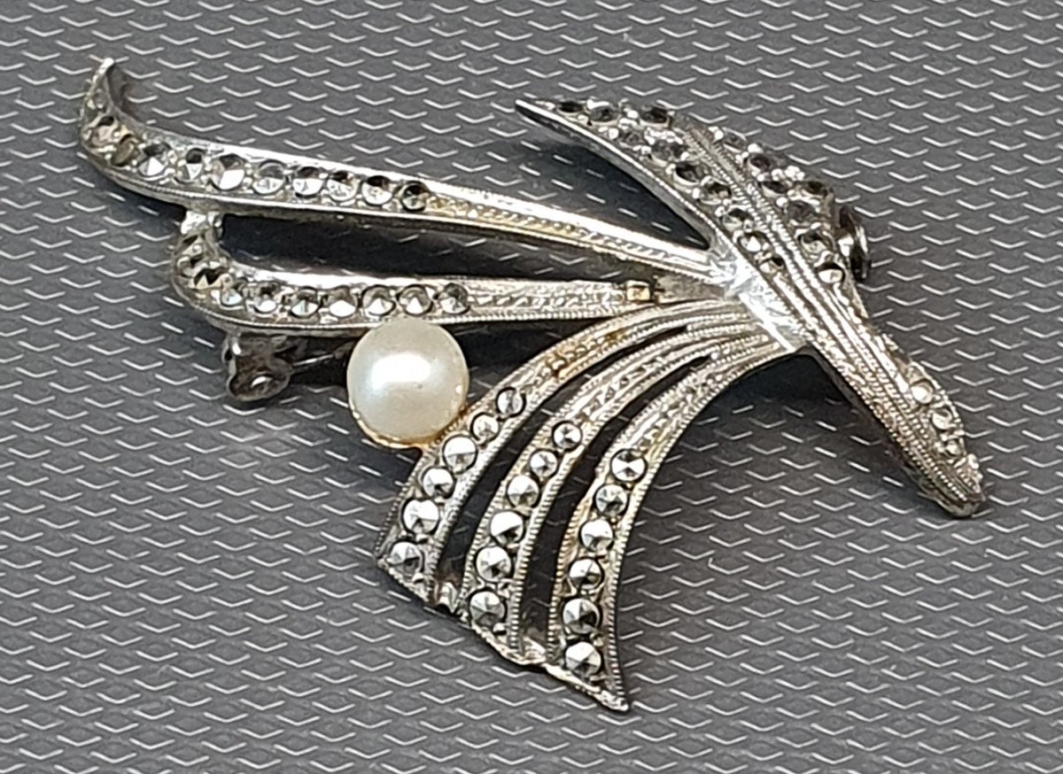 Broche En Argent Et Marcassite