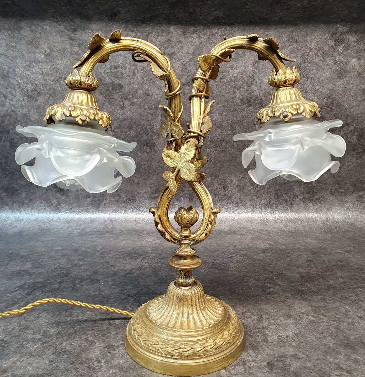 Lampe Double Feu En Bronze-photo-2