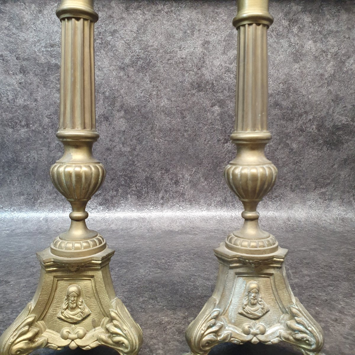 Pair Of 19th Century Religious Candlesticks-photo-3