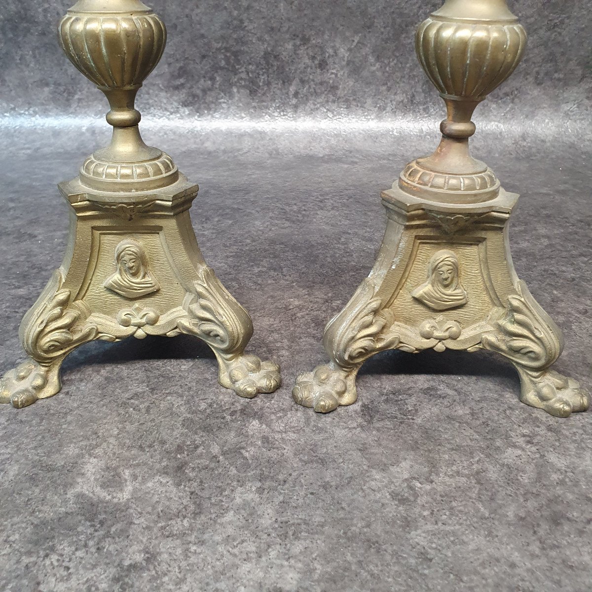 Pair Of 19th Century Religious Candlesticks-photo-1