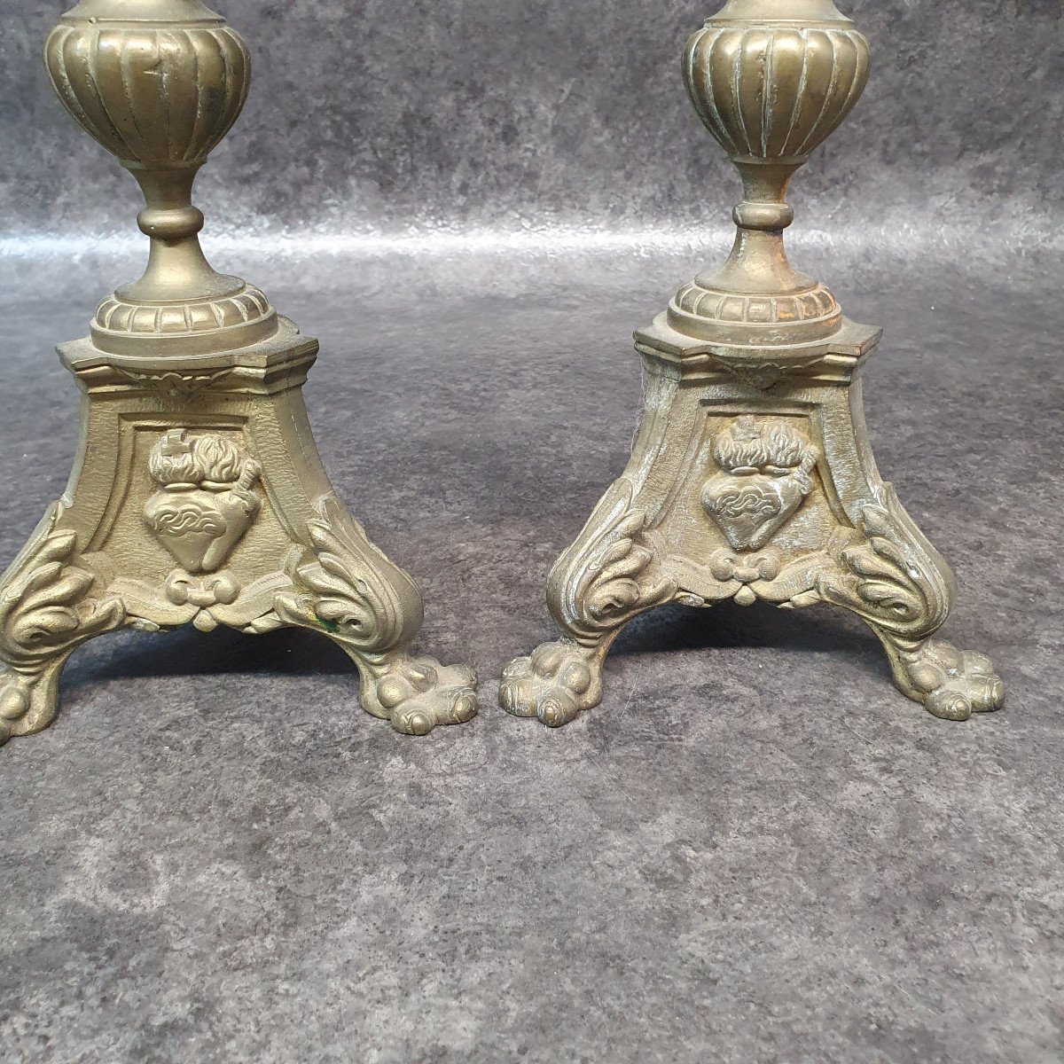 Pair Of 19th Century Religious Candlesticks-photo-2