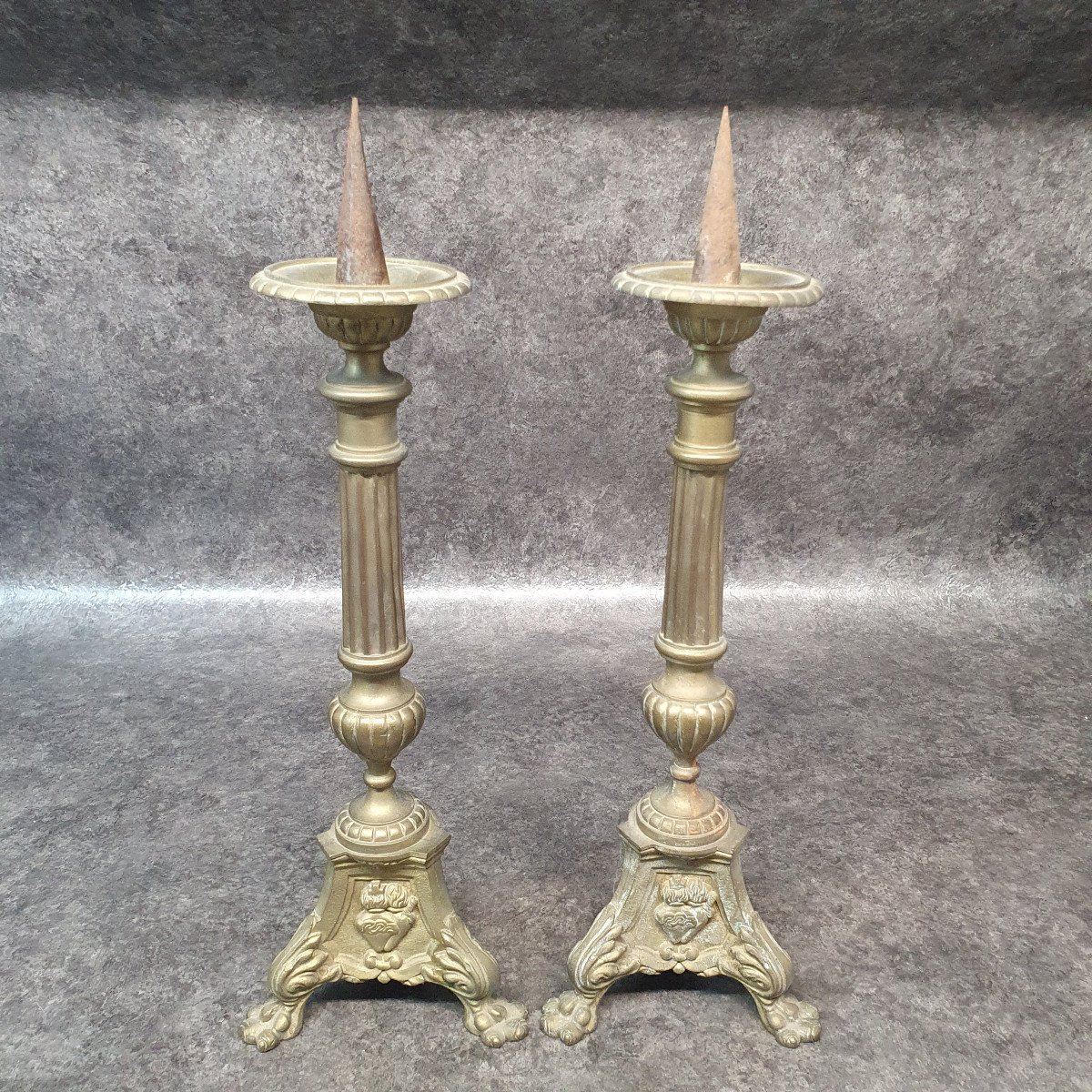 Pair Of 19th Century Religious Candlesticks-photo-5