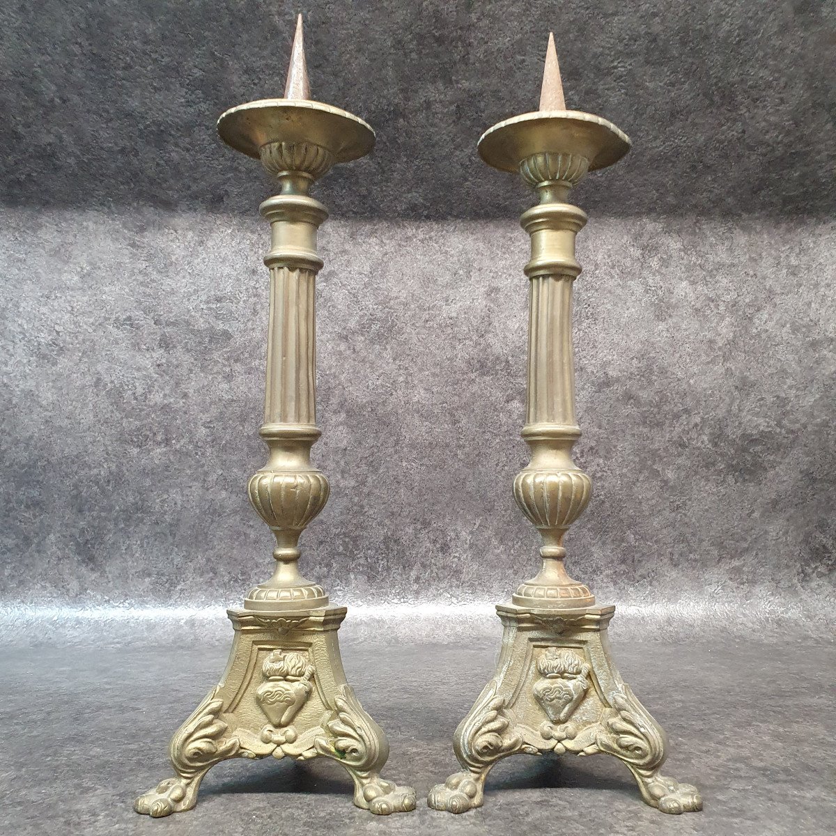 Pair Of 19th Century Religious Candlesticks-photo-6