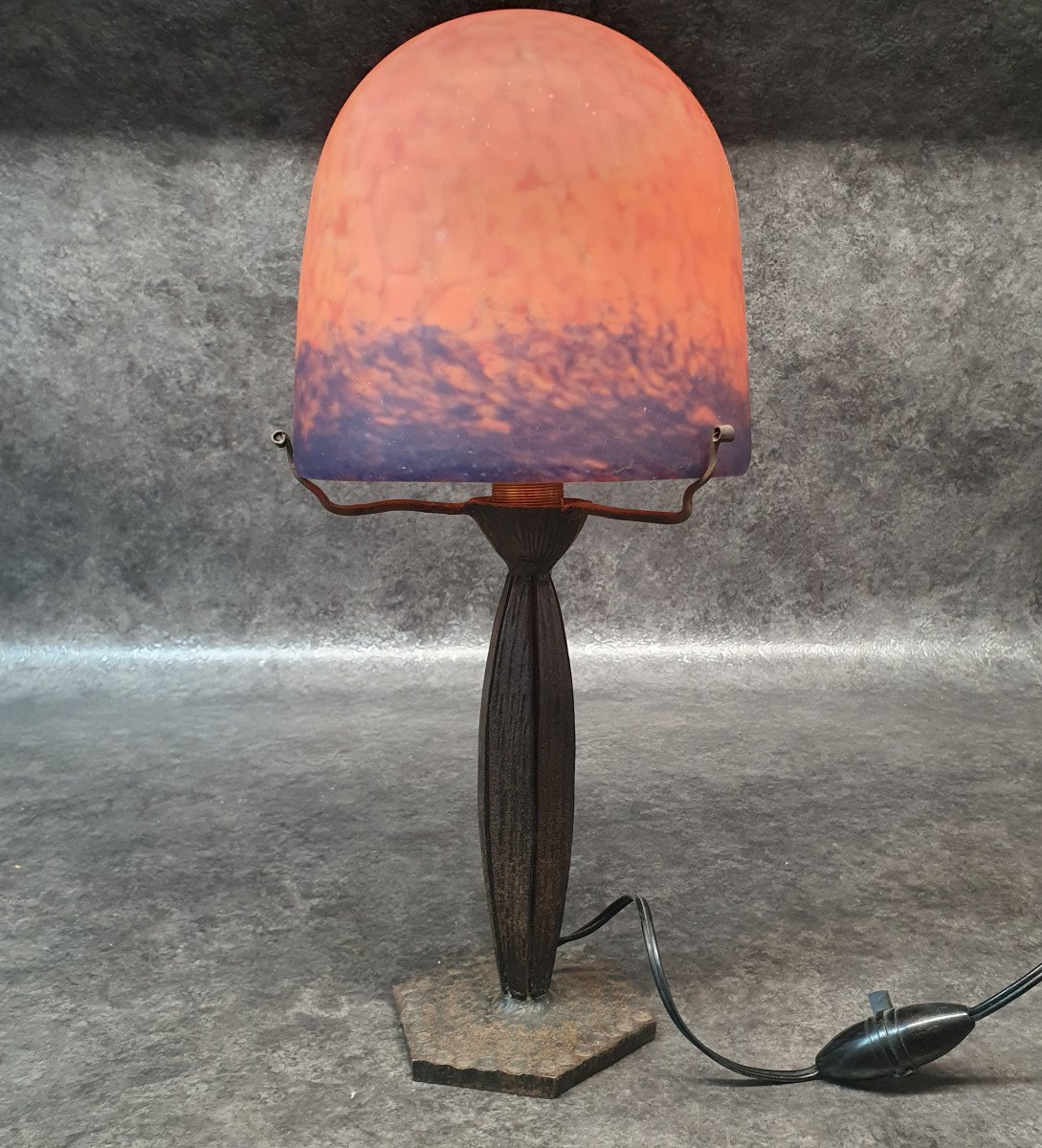 Lampe De Bureau Champignon En Fer Et Pate De Verre