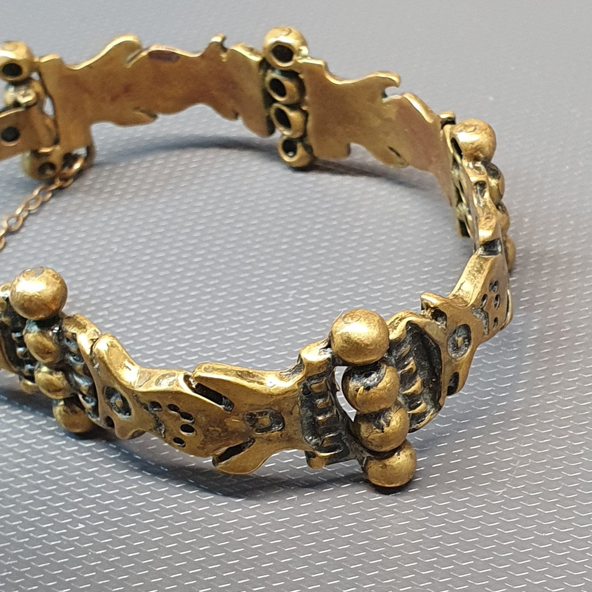 Rare Bracelet Moderniste En Bronze Créateur M.buffet-photo-3