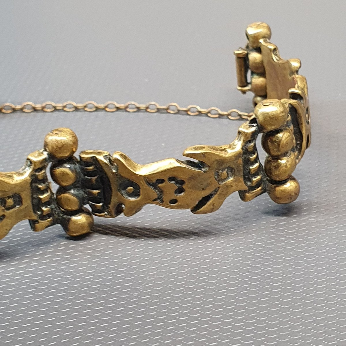 Rare Bracelet Moderniste En Bronze Créateur M.buffet-photo-4