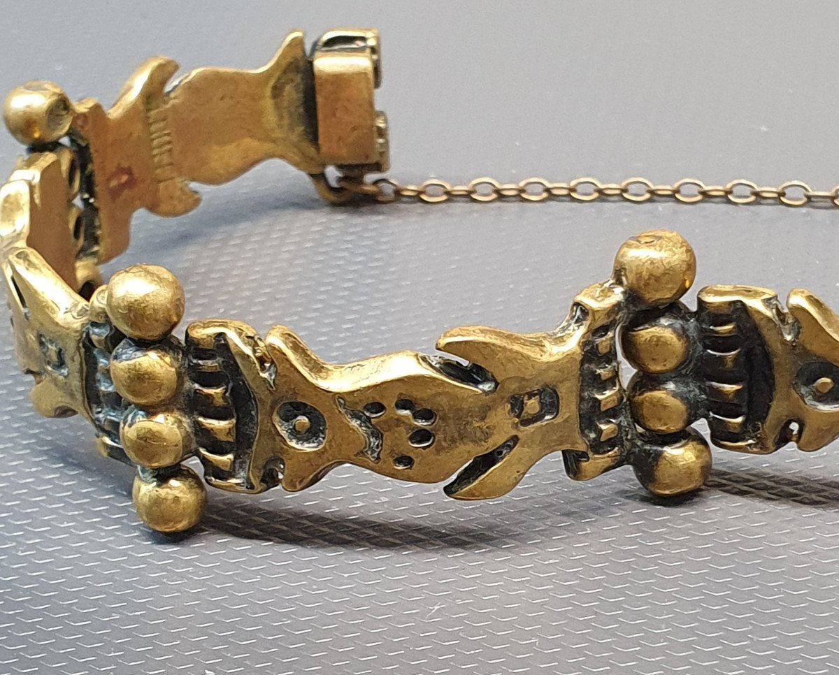 Rare Bracelet Moderniste En Bronze Créateur M.buffet