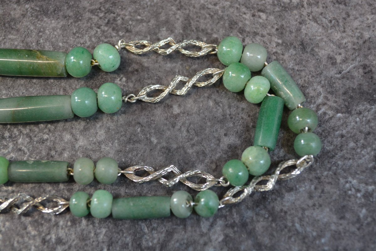 Large Jade And Sterling Silver Necklace-photo-4