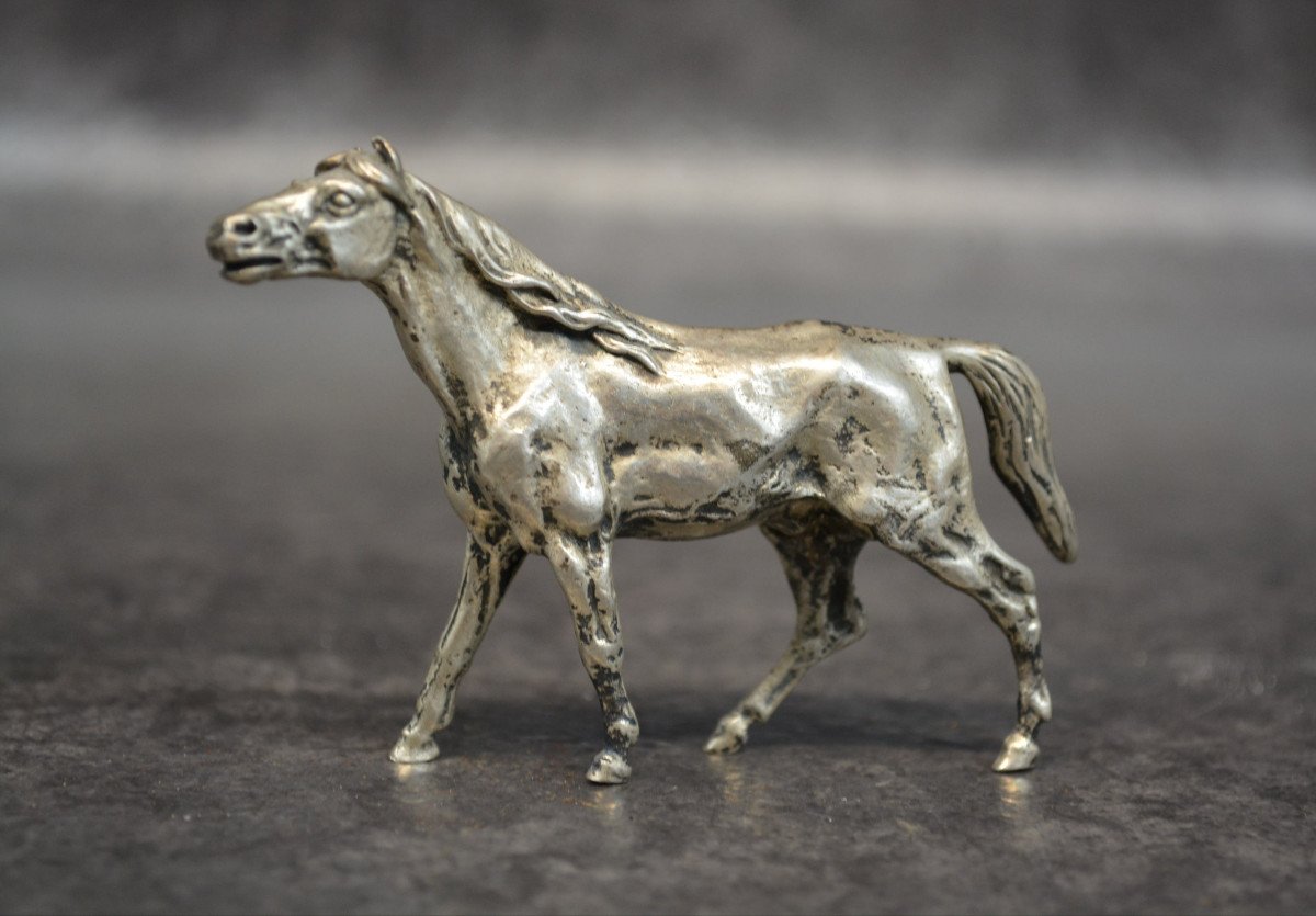 Horse Figurine In Sterling Silver Goldsmith Morand Poincon Minerva