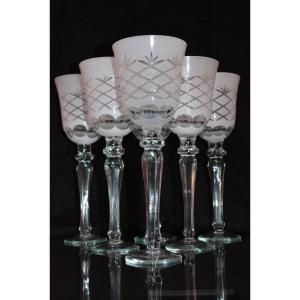 Lot Of 6 Large White Glass Water Glass Size