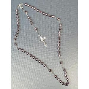 Rosary In Silver And Purple Glass Bead