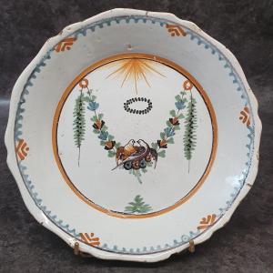 Earthenware Plate: Nevers 18th Century 