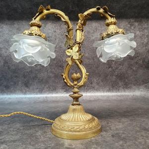 Double Fire Lamp In Bronze