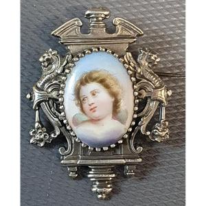 Photo Frame And Porcelain Brooch