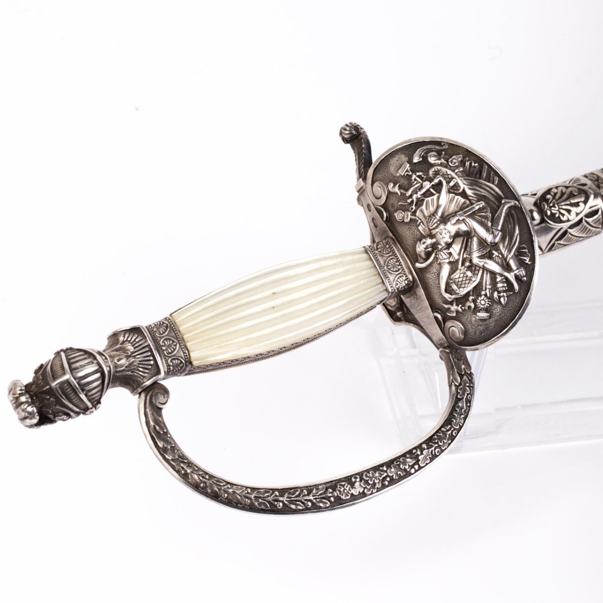 A French Mounted Fine Silver Sword With A Gilt Blade Belonged To The Baron-photo-3