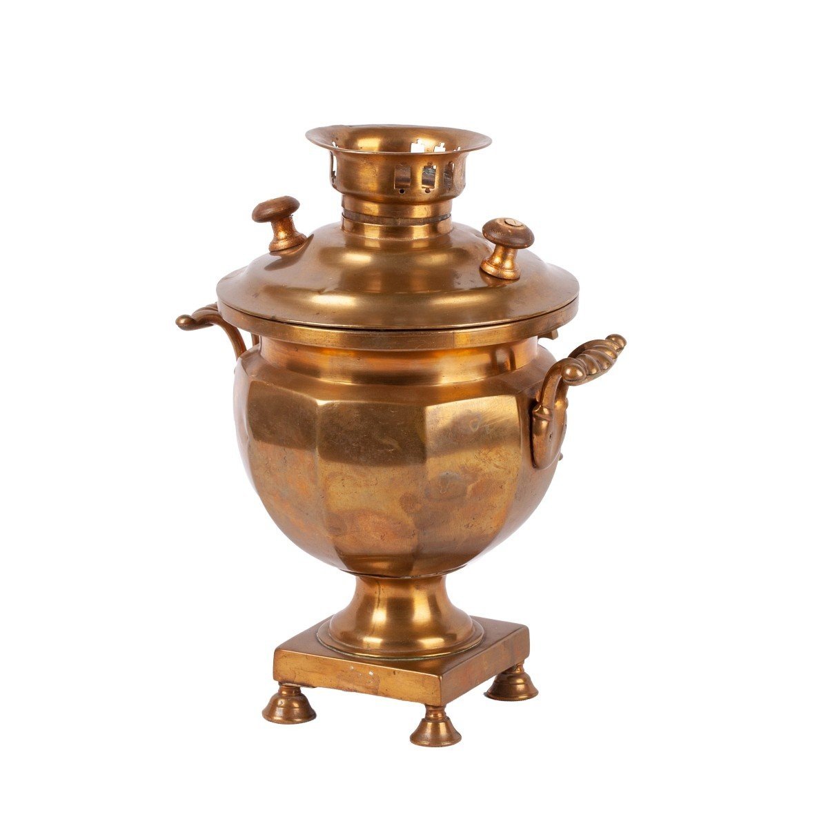 A Rare Small Brass Samovar-egoist Marked Tum Mihala Polyakov