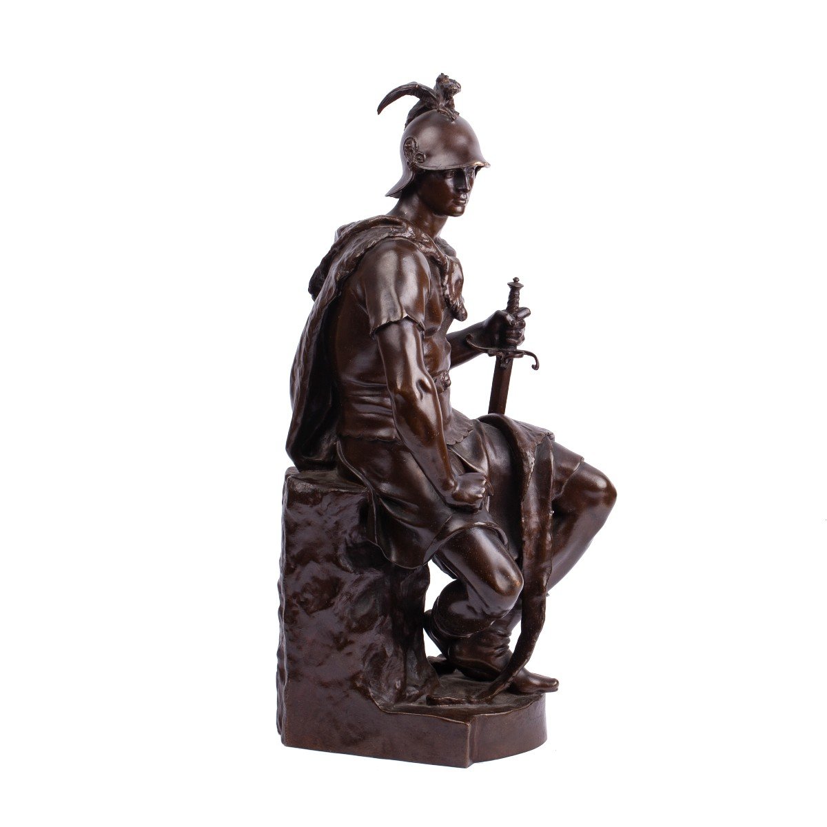 An Antique Bronze Sculpture “military Courage” By Paul Dubois (1829 – 1905)-photo-2