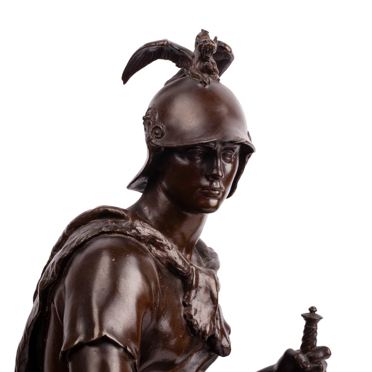 An Antique Bronze Sculpture “military Courage” By Paul Dubois (1829 – 1905)-photo-3