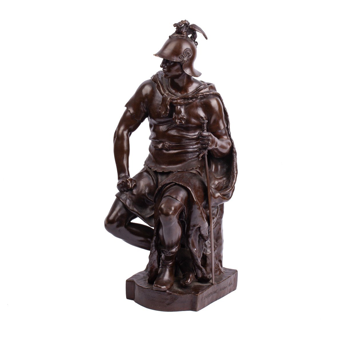 An Antique Bronze Sculpture “military Courage” By Paul Dubois (1829 – 1905)