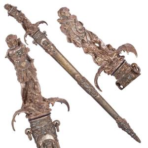 Huge Rare Antique French Romantic Dagger “hercules Killing Hydra”