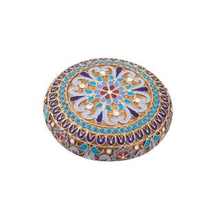 A Russian Silver-gilt And Cloisonne Enamel Pill Box