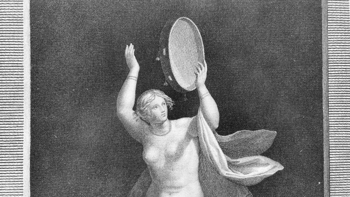 Bacchante jouant du tambour de basque, Rare gravure au burin du XVIIIème siècle par DOMENICO DEL FRATE et  VINCENZO FEOLI-photo-3