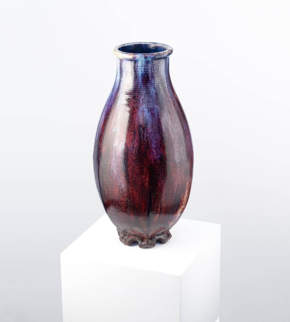 Oxblood Ovoid Vase In Porcelain Stoneware – Frédéric Kiefer -photo-1