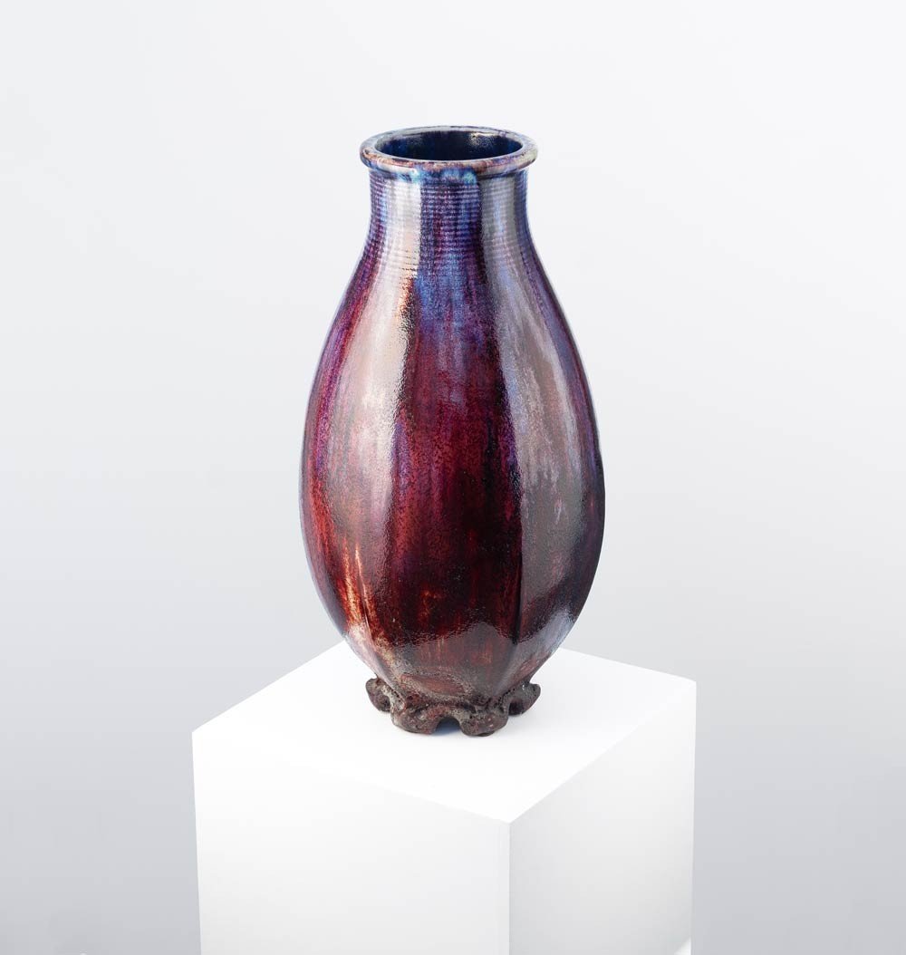 Oxblood Ovoid Vase In Porcelain Stoneware – Frédéric Kiefer -photo-4