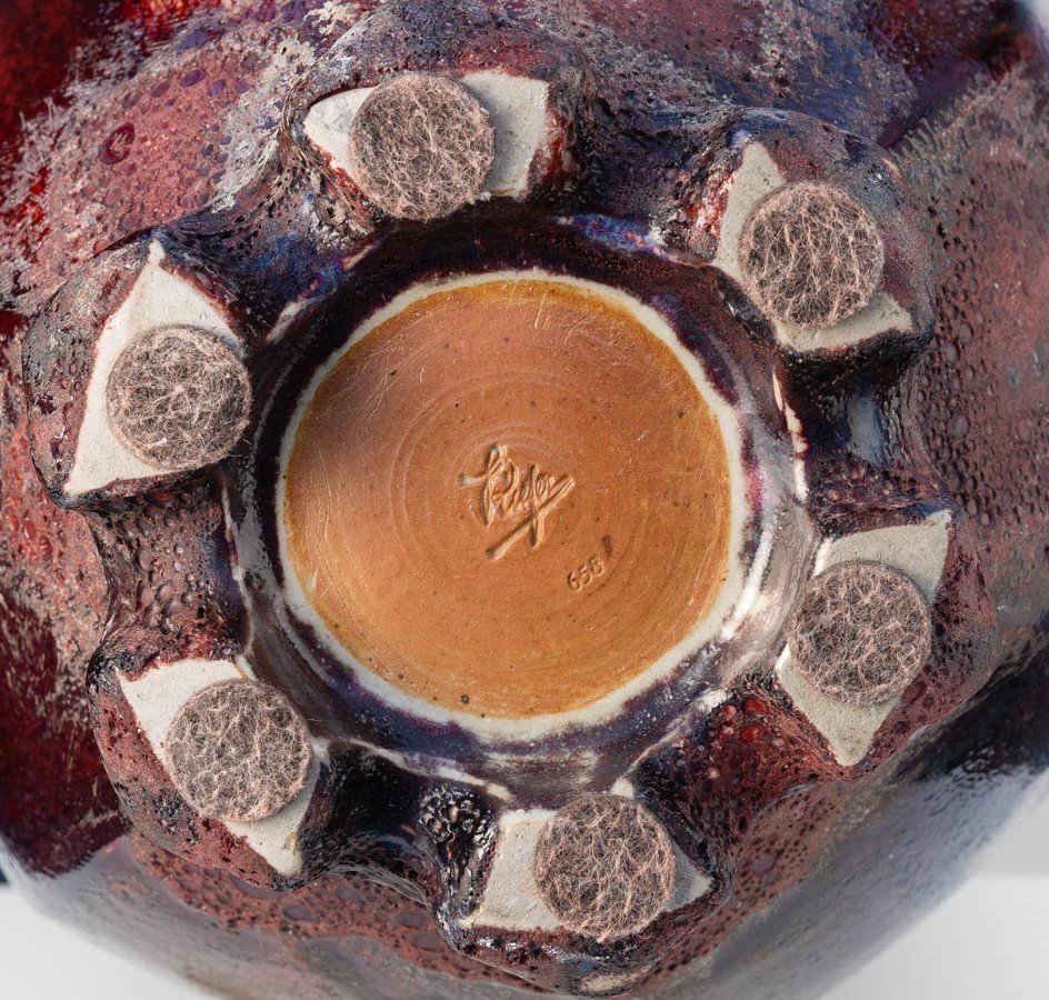 Oxblood Ovoid Vase In Porcelain Stoneware – Frédéric Kiefer -photo-8