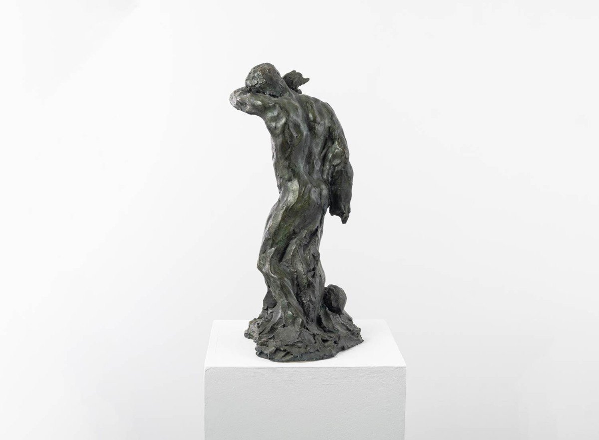 Nu Masculin, Sculpture En Bronze – « La Tombe De L’architecte » -photo-2