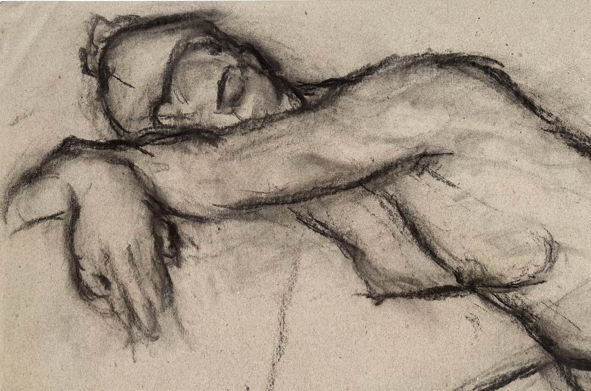 Female Nude - Charcoal Drawing - Pierre Lèbe-photo-2