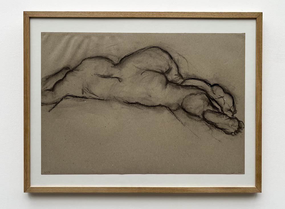 Female Nude - Charcoal Drawing - Pierre Lèbe (1929-2008)-photo-1