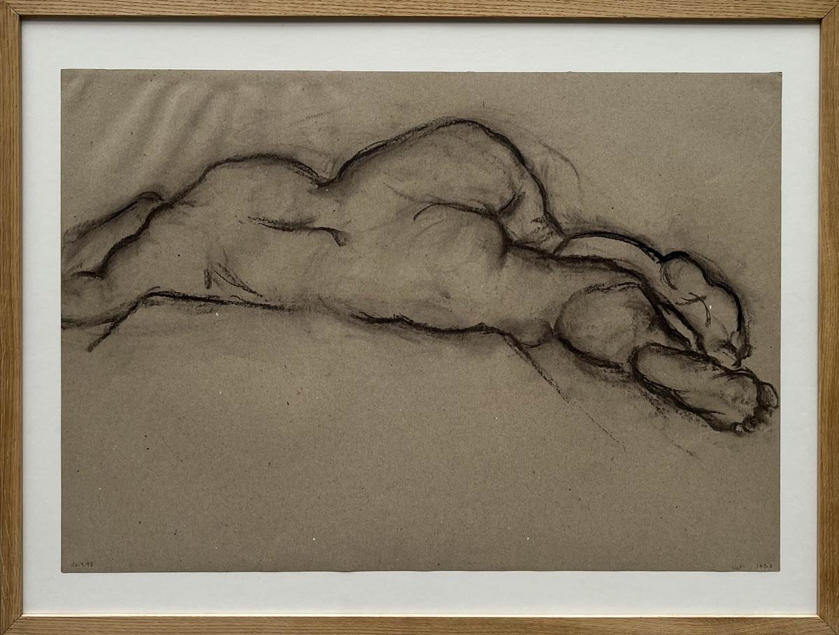 Female Nude - Charcoal Drawing - Pierre Lèbe (1929-2008)