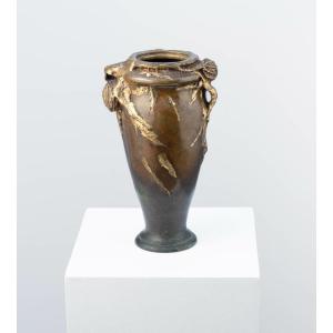 Vase Art Nouveau En Bronze à Décor De Chardons Dorés – Albert Marionnet (1870- ?)