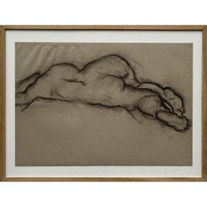 Female Nude - Charcoal Drawing - Pierre Lèbe (1929-2008)