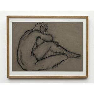 Female Nude - Charcoal Drawing - Pierre Lèbe (1929-2008)