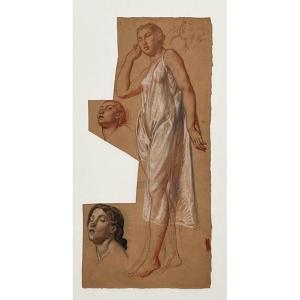 Preparatory Drawings - Neoclassical Study Of A Woman - Alexis-joseph Mazerolle