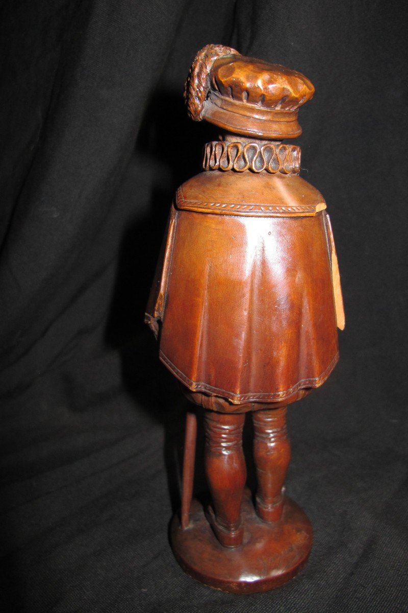 XIX Boxwood Carved Renaissance Character Signed Gagnepain-photo-2