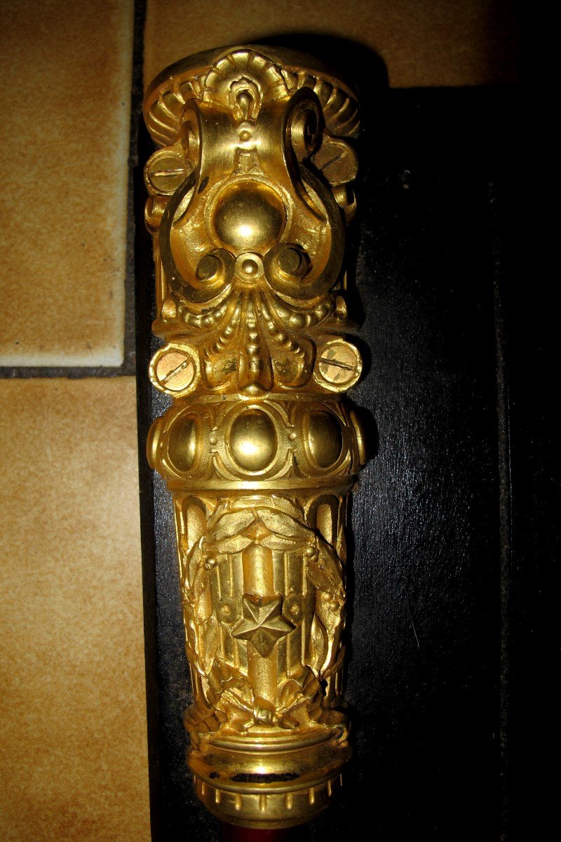 XIX Lock In Gilt Bronze With The Arms Of Paris-photo-3