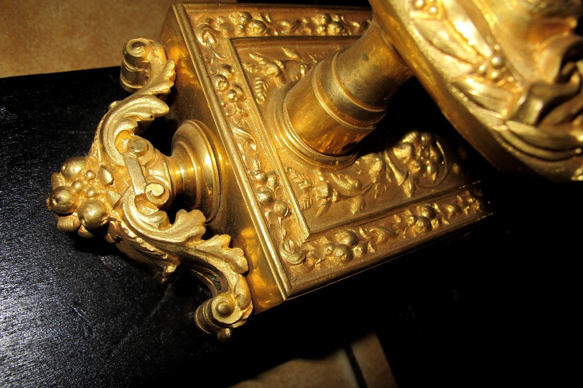 XIX Lock In Gilt Bronze With The Arms Of Paris-photo-2