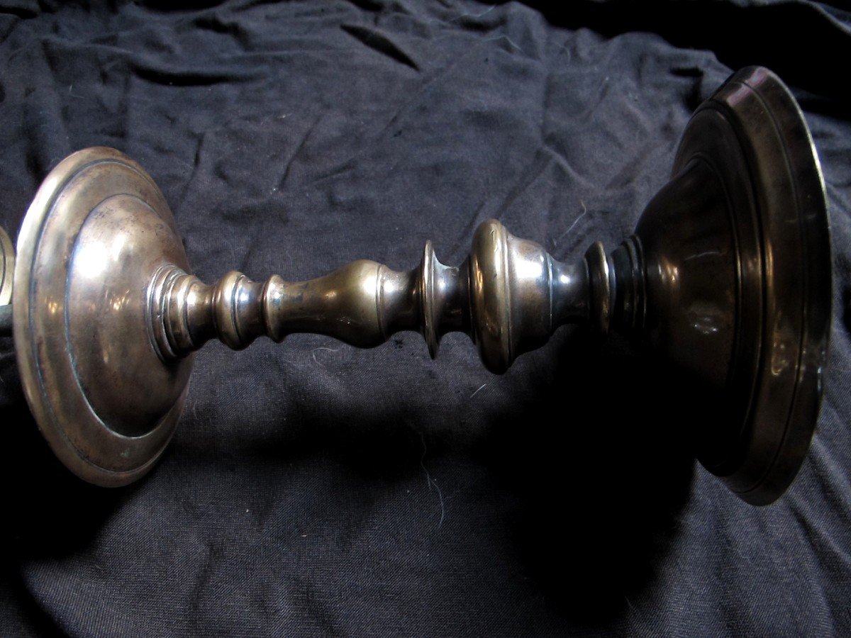 Pair Of Bronze Candle Holders-photo-3