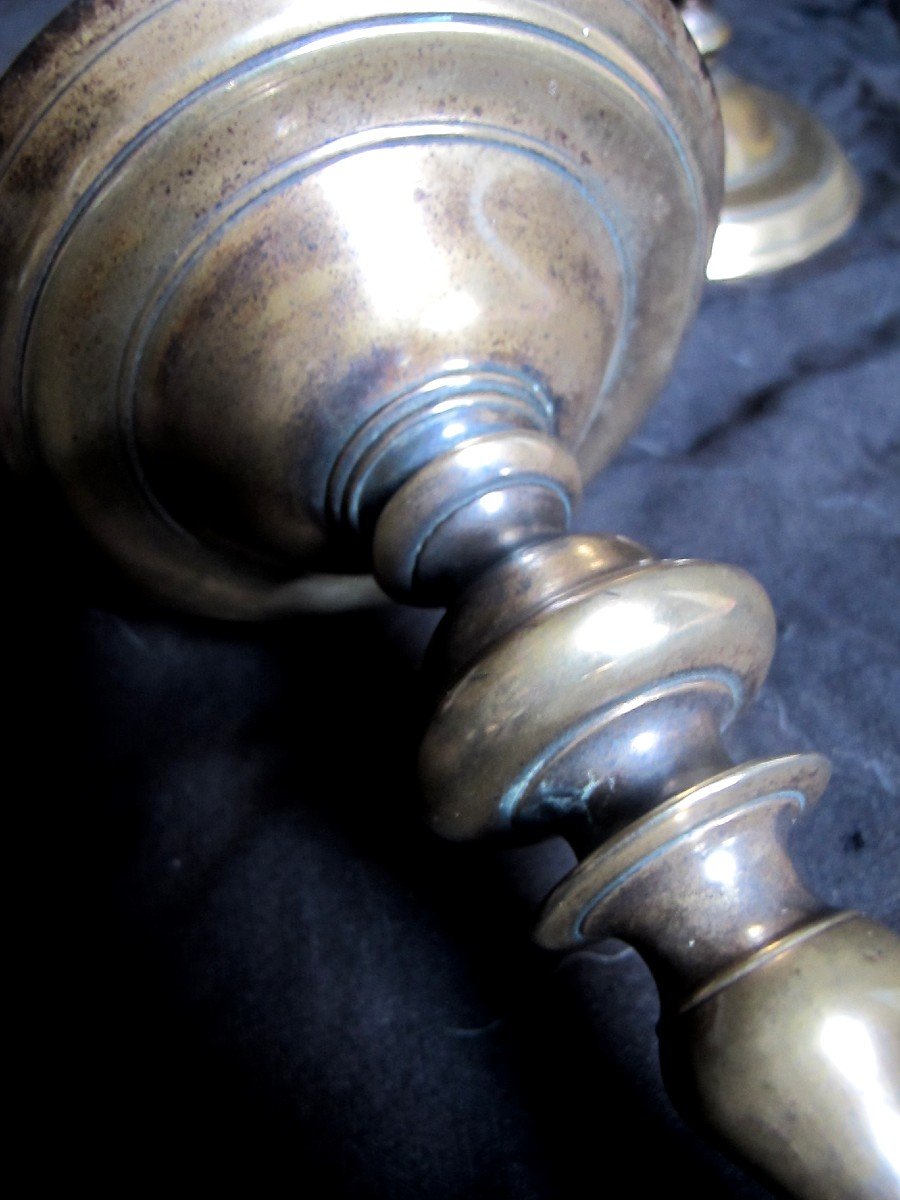 Pair Of Bronze Candle Holders-photo-4