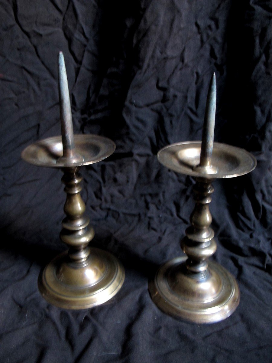 Pair Of Bronze Candle Holders-photo-2