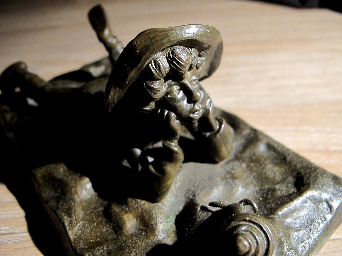 Bronze l'Enfant Et l'Escargot-photo-3