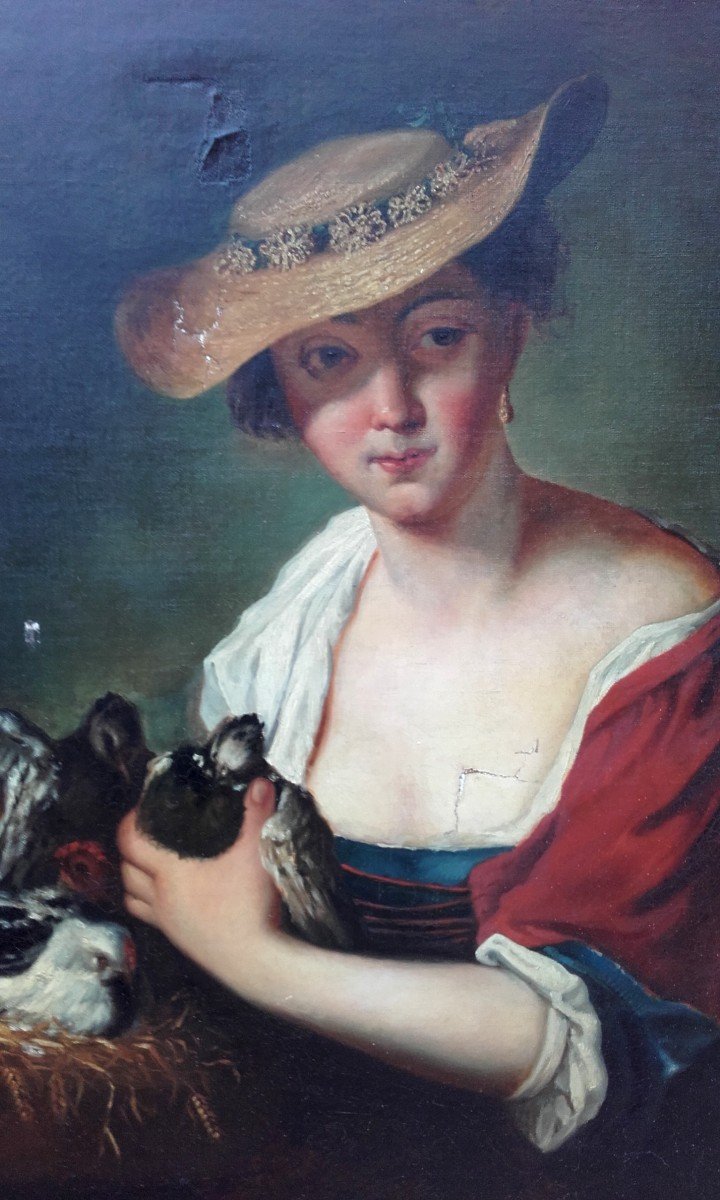 Woman With Birds After Antoine Pesne 96x79 Cm-photo-5