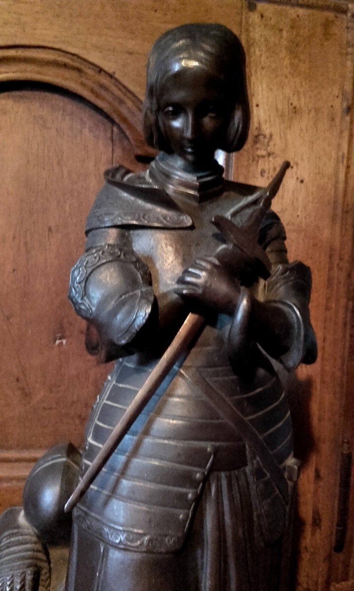 Bronze Joan Of Arc In Cast Iron Armor Susse Frères-photo-4