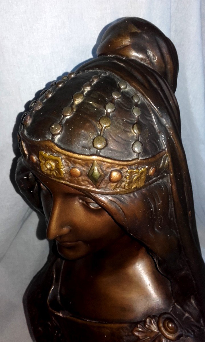 The Pearl Of The Seraglio By Caussé Ottoman Plaster Patina Bronze Circa 1880-photo-3